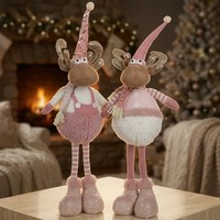 2X Xl Elch 60Cm (73Cm) Groß Weiß Rosa Deko Figur Rentier Weihnachten Paar Hirsch