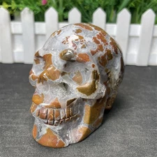 1LB 3.5"Natural Indonesian Crystal Cave Agate Skull Quartz Crystal Figurine