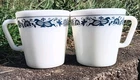 Vintage Set of 2 Pyrex Glass Old Town Blue Onion 1410 Coffee Cups D Handle NOS