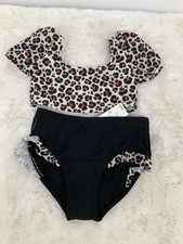Cat  Jack Girls size XS 4-5 Bikini swimsuit Black Cheetah print
