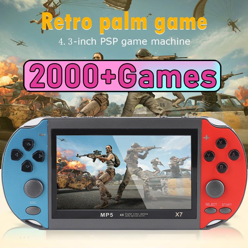 X7 4.3" Video Game Console Retro Handheld Portable 2000+ Built-in Games Gifts