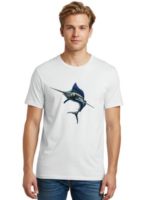 Robot-Swordfish Mens Graphic Tee, 100% Cotton, Casual Summer Wear