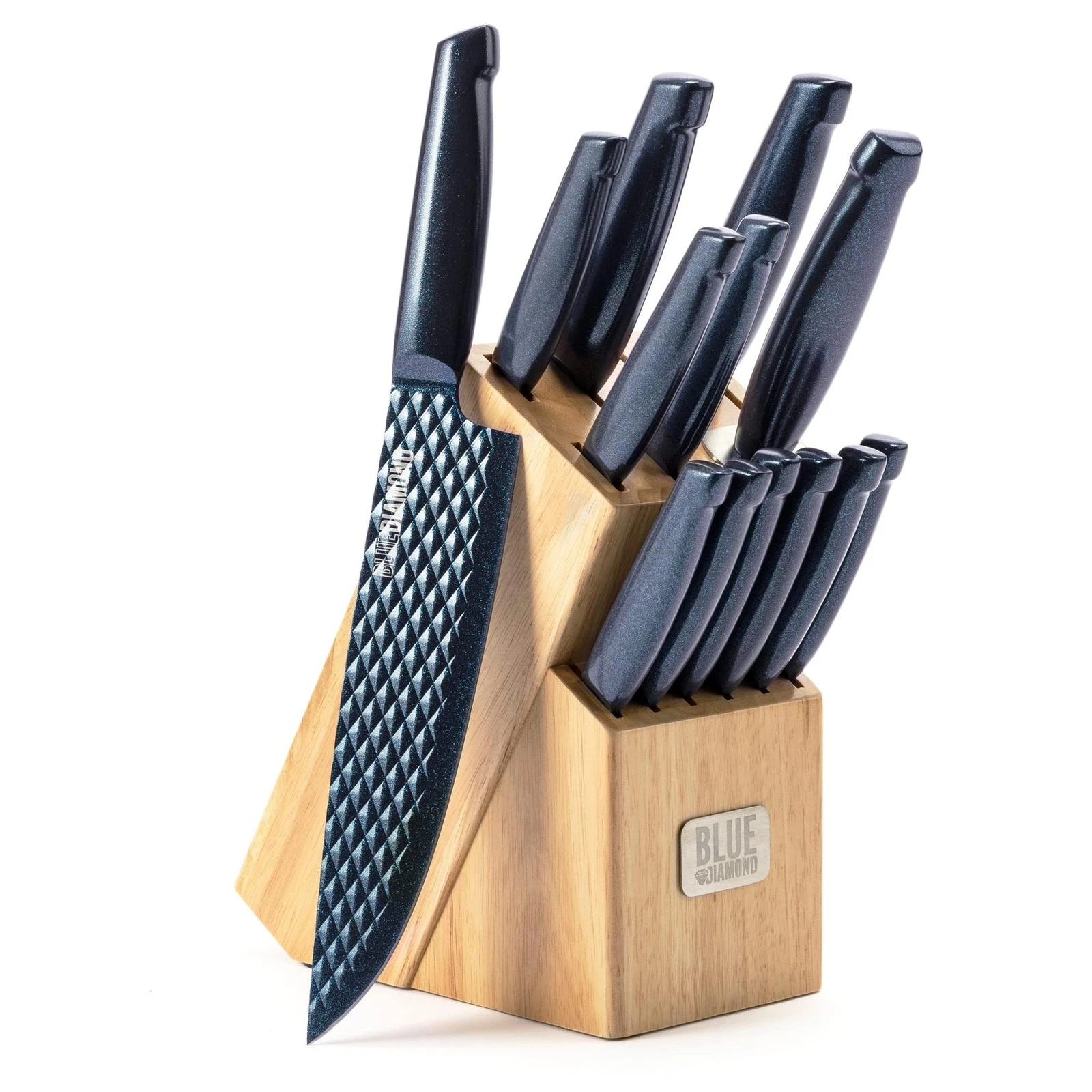 Blue Diamond Sharp Stone 14 Piece Knife Block Set, PFAS-Free Nonstick Diamond Te