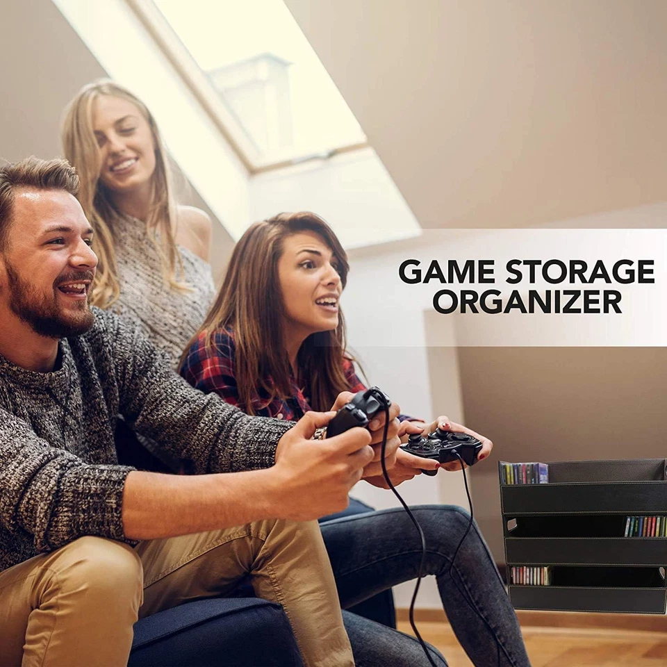 Caja de almacenamiento de CD DVD - Organizador de cuero sintético para 40 discos, soporte de exhibición marrón Foto 4 de 4