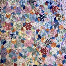Vintage 30's Touching Stars Antique Quilt
