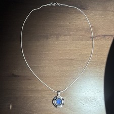 Spinning Crystals Charm Stamped 18KGP (white) on .925 Sterling  Silver Chain 