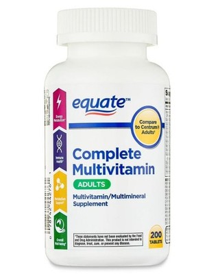 Equate Complete Multivitamin/Multimineral Supplement Tablets, Adults, 200 Count