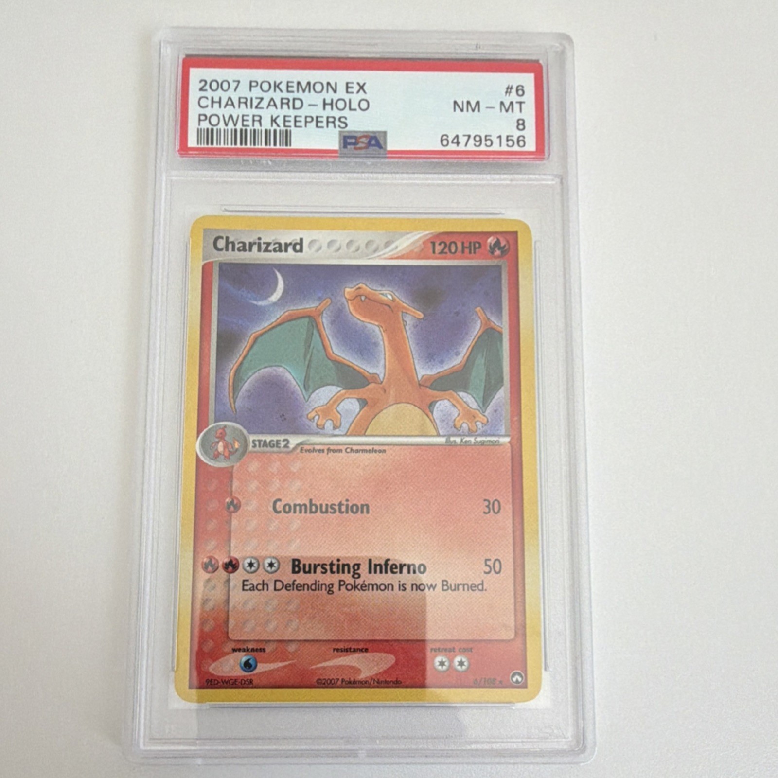 Pokémon Charizard 6/108 Power Keepers Holo Rare 2007 English 120 HP PSA 8