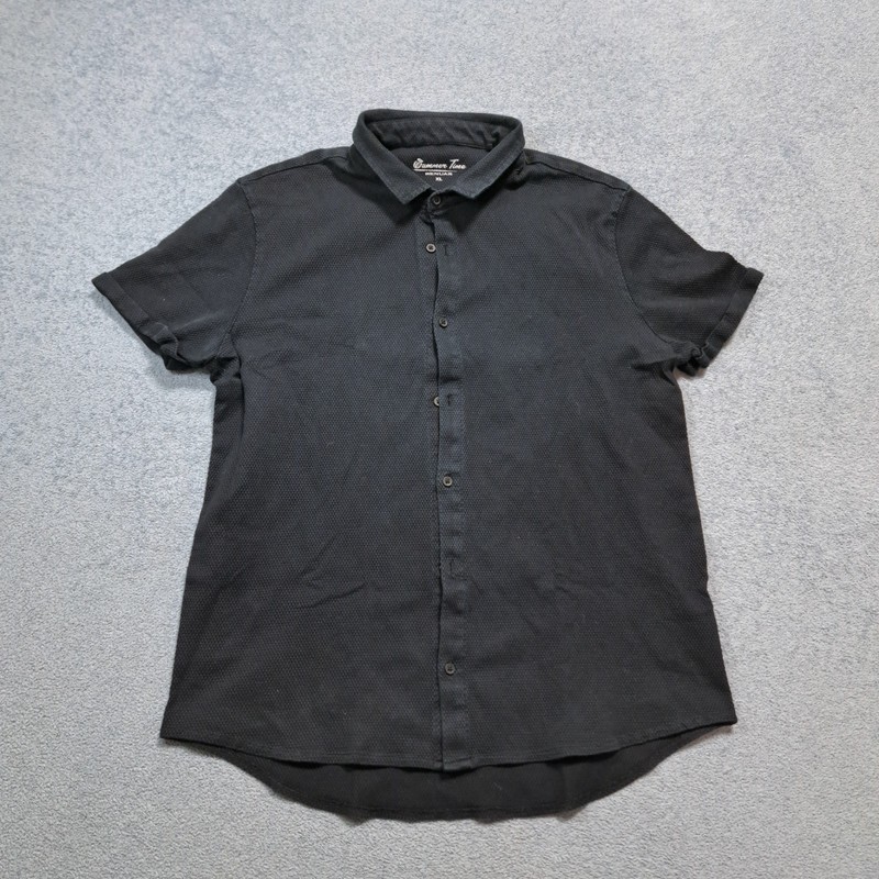 Renuar Summer Time Black Short-sleeved Button-down Shirt Mens Size XL