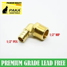 5 PCS PREMIUM GRADE  1/2" PEX x 1/2" Male MIP ELBOW Thread Brass -  (LEAD-FREE)
