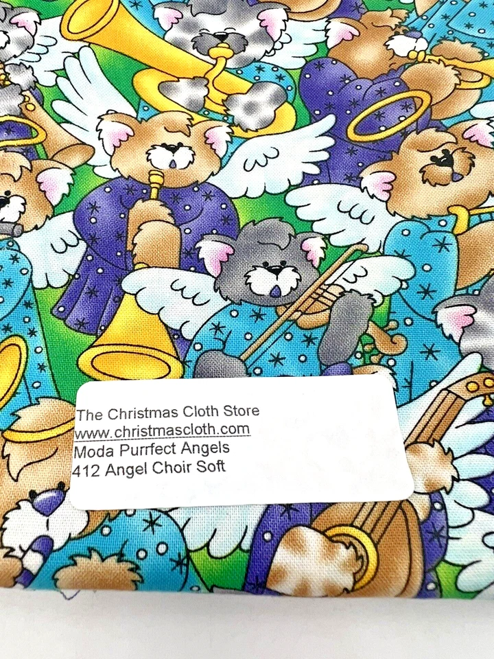 3 Pc KidStuff Purr-fectly Angelic Moda Fabrics Cotton Fabric 45"W 2 Yd Total NEW - Image 3 of 4