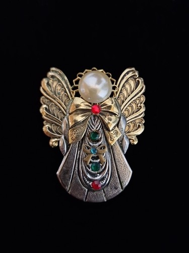 Lot Of 4 Vintage Signed Jane 1990's Angels Gold Silver Tone Brooches Pins, *22t - Picture 6 of 14