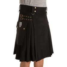 Damn Near Kilt 'Em Greenhorn Mens Utility Kilt Black Size Large