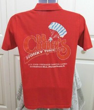 VTG D.B. Coopers Honky Tonk Daytona Red Polo Casual Knits Medium Thin Made USA