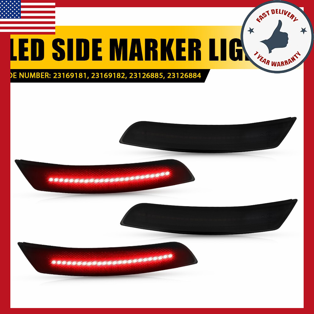 4x Red LED Side Marker Lights for 16-23 Chevy Camaro 23169181 23169182