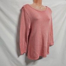 Ralph Lauren Women Size L Boat Neck Pullover Sweater Peach Mercerized Cotton