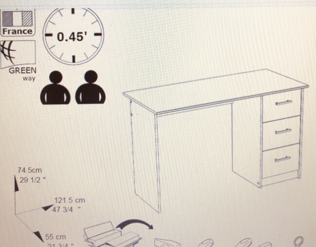 Bureau gain de place Parisot 122cm avec rangements pour libérer votre espace