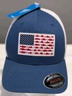 NWT Columbia PFG Hat Cap Professional Fishing Gear L/XL Flexfit Flag Blue White