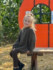 Forever French Baby, Olive Green Cable Knit Sweater, 5T, Unisex, Girl, Boy