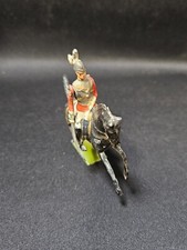 Vintage Lead Toy British Charging Dragoon Calvary Officer on a Black Horse