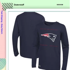 NFL Outerstuff Men's Side Drill Long Sleeve T-Shirt, Navy, Medium