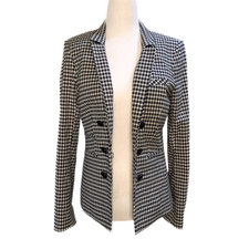 Veronica Beard Cottage Blazer Gingham Size 2 Black White Business Jacket