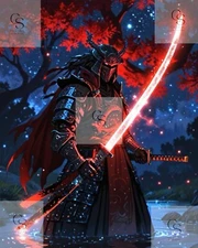 Digital Art, Epic Fantasy Katana Illustration, Japanese Feudal Aesthetic #11