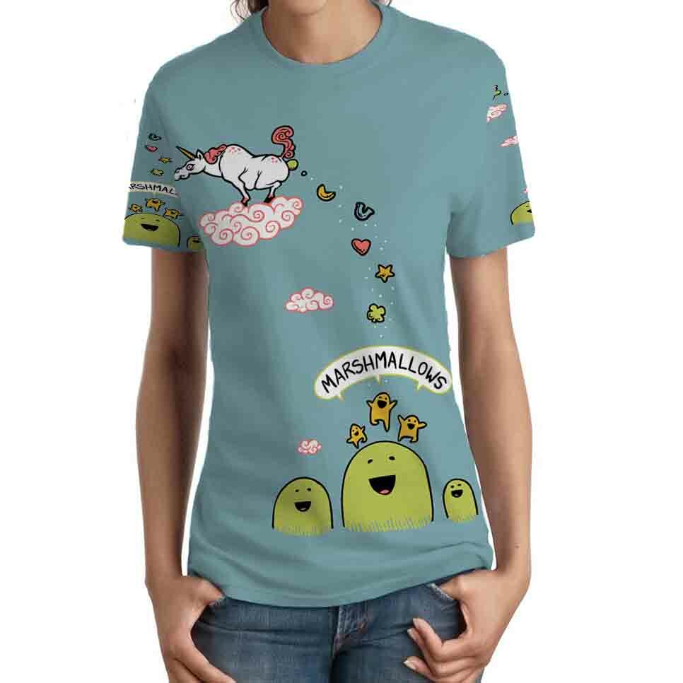 Tshirt Unicorn Funny Cute Cartoon Tee For Women's-image