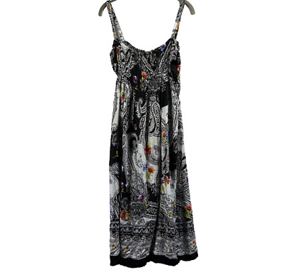 Just Love Women's Midi Sun Dress Size 1X Paisley Colorful Strappy Pullover Rayon