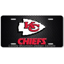 Kansas City Chiefs Text Inspire Art on Mesh FLAT Aluminum Novelty License Plate