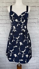 Women DRESS VERA WANG  Floral Pattern Short Dress Size 6 Navy Blue