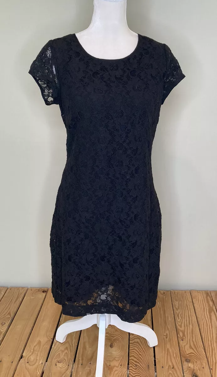 banana republic NWT 129.99 women s lace MIDI dress size 4 black E4