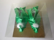 Elf on a shelf Shoe Slippers Green Satin Shiny Christmas Jester W/white tassel