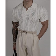 Men's Short Sleeve Slim Fit Polo Shirts Knitted Shirts Casual Golf Shirt