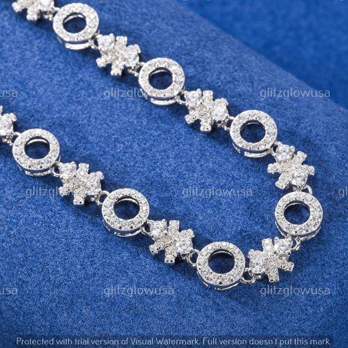 5Ct Round Cut Real Moissanite Men's Charm Tennis Bracelet 14k White Gold Plated - Picture 2 of 8