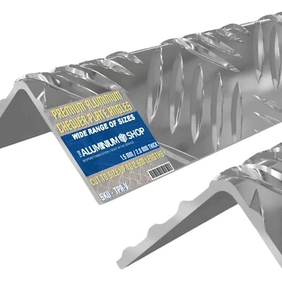 THE ALUMINIUM SHOP Aluminium Tread Plate Chequer Angle Corner Step Cover Anti Slip Edge Many Sizes
