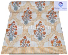 Indian Reversible Block Print Kantha Quilt Mu...