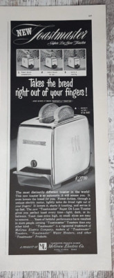 1953 Toastmaster Vintage Print Ad Super Deluxe Toaster Chrome Automatic Elgin IL