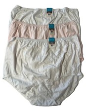 Set/3 Vanity Fair 100 Cotton Briefs Size 10 3XL White  Pink 15319 NEW
