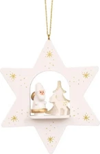 Alexander Taron Decorative White Star with Santa Ornament for Christmas