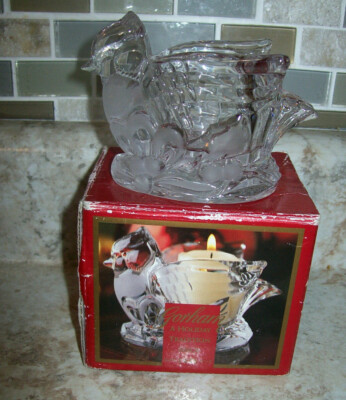 Gorham Crystal Holiday Traditions CHRISTMAS CARDINALS 3  VOTIVE CANDLE HOLDER