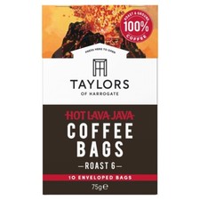 TAYLORS OF HARROGATE HOT LAVA JAVA 10 COFFEE BAGS      75g X 2