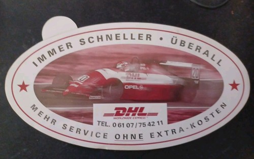 Alter Aufkleber - DHL Motorsport Opel Rennwagen Nr.20- Immer schneller - Überall