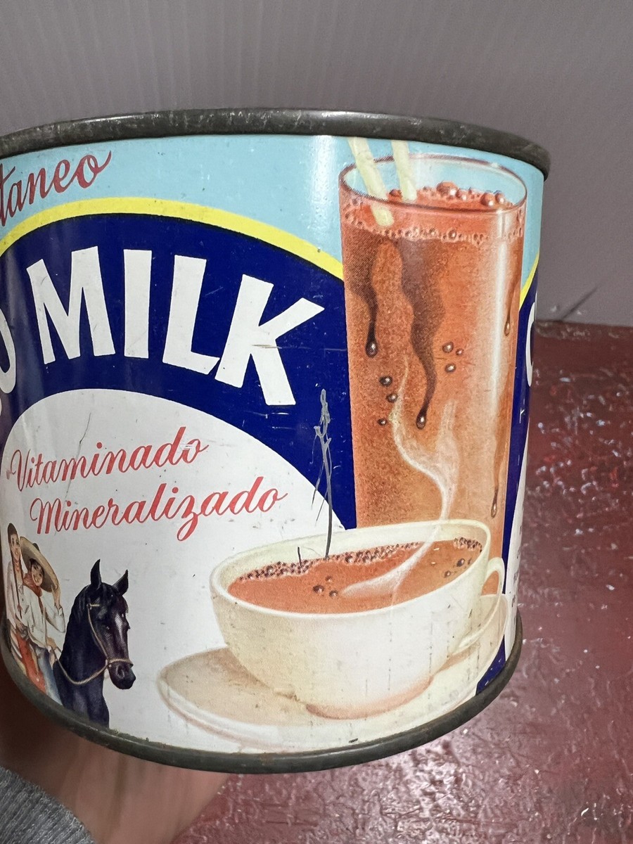 Vintage Choco Milk Metal Can Pancho Pantera Mexico Picot