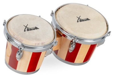 B-WARE XDrum Holz Bongo Trommeln Percussion Instrument Latin Drums 17cm & 20cm