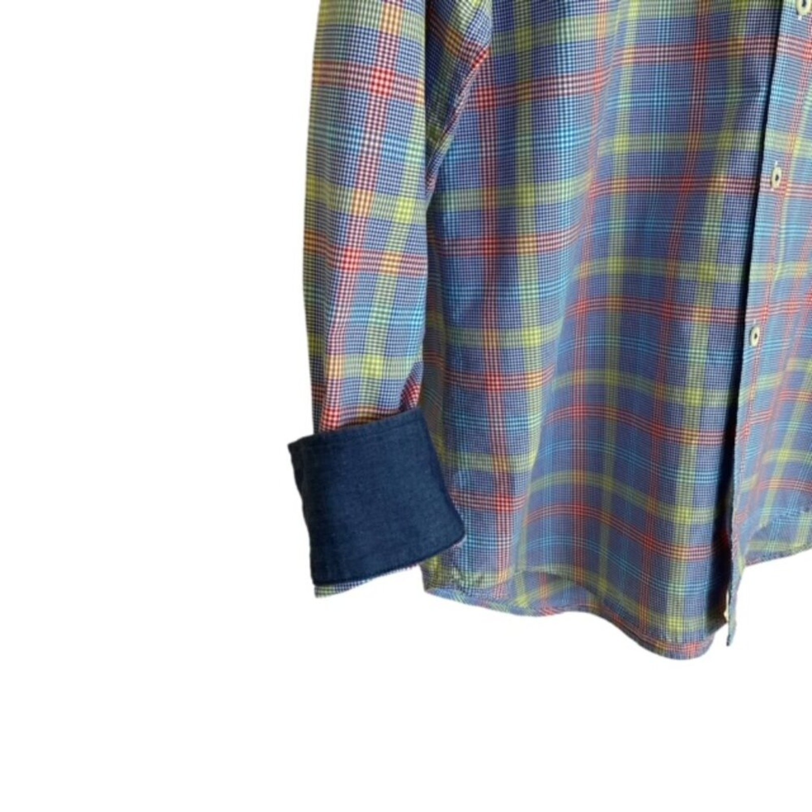 Bugatchi Multi-Colored Plaid Button Up Dress Shir… - image 5
