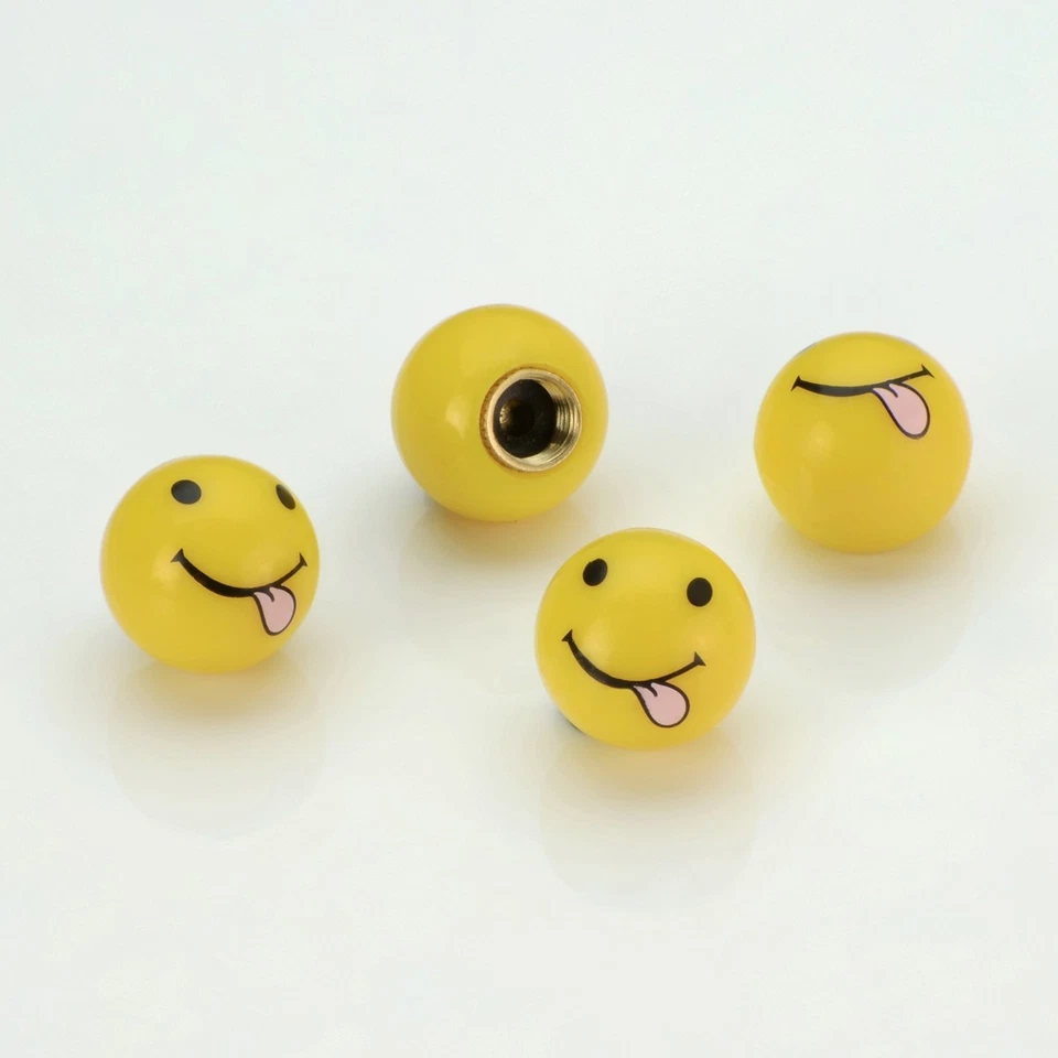 4x Tapas de válvula Cubierta de válvula de neumático Bola Lengua sonriente para Chevrolet Foto 2 de 3