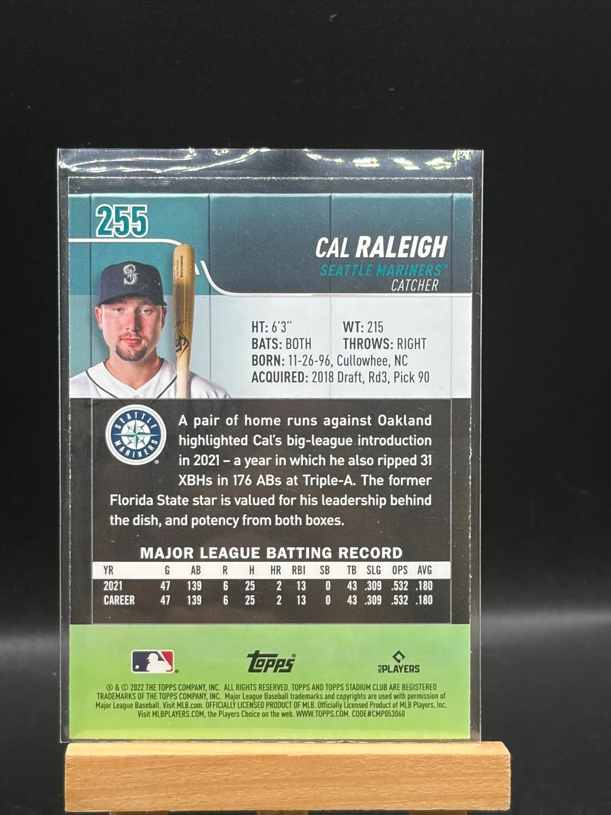 2022 Stadium Club #255b Cal Raleigh - product detail image 2