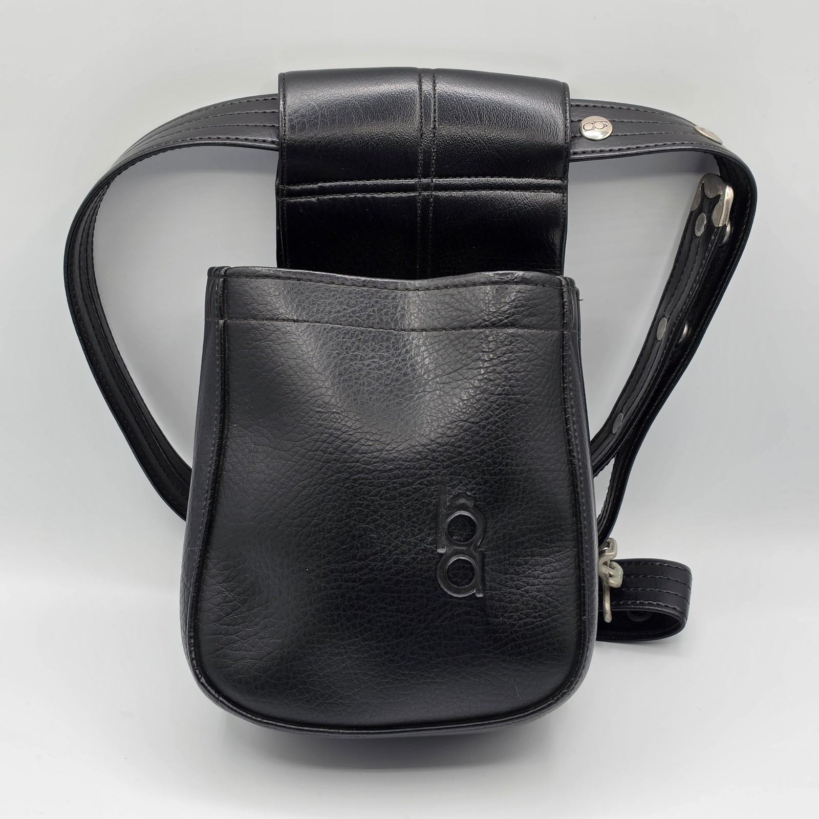 Bogner Hip Bag Pouch Unisex OS Black Excellent Leather Belt Logo Studs