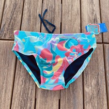 Speedo Men pink Coral Hilo pua Print One swim training Brief Swimwear size 34